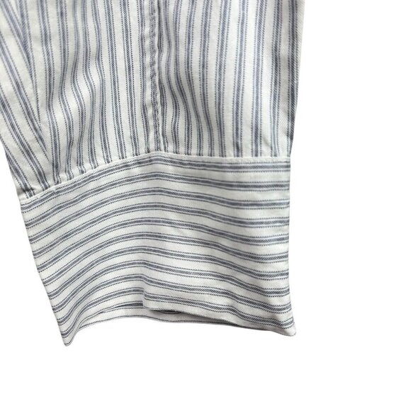 BLUE EARTH Cropped Pants Blue White Striped Soft Lyocell Linen Blend Sz 16 NWT - Picture 3 of 7